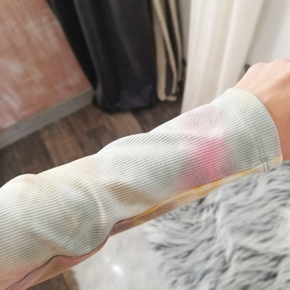 Fall Rib Knit Tops Tie Dye Henley Top Women’s Casual Button Up Tops - Picture 5 of 5